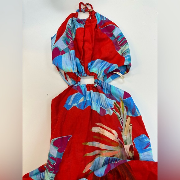 Farm Rio Red Sweet Jungle Cut Out Midi Dress - Picture 2 of 10
